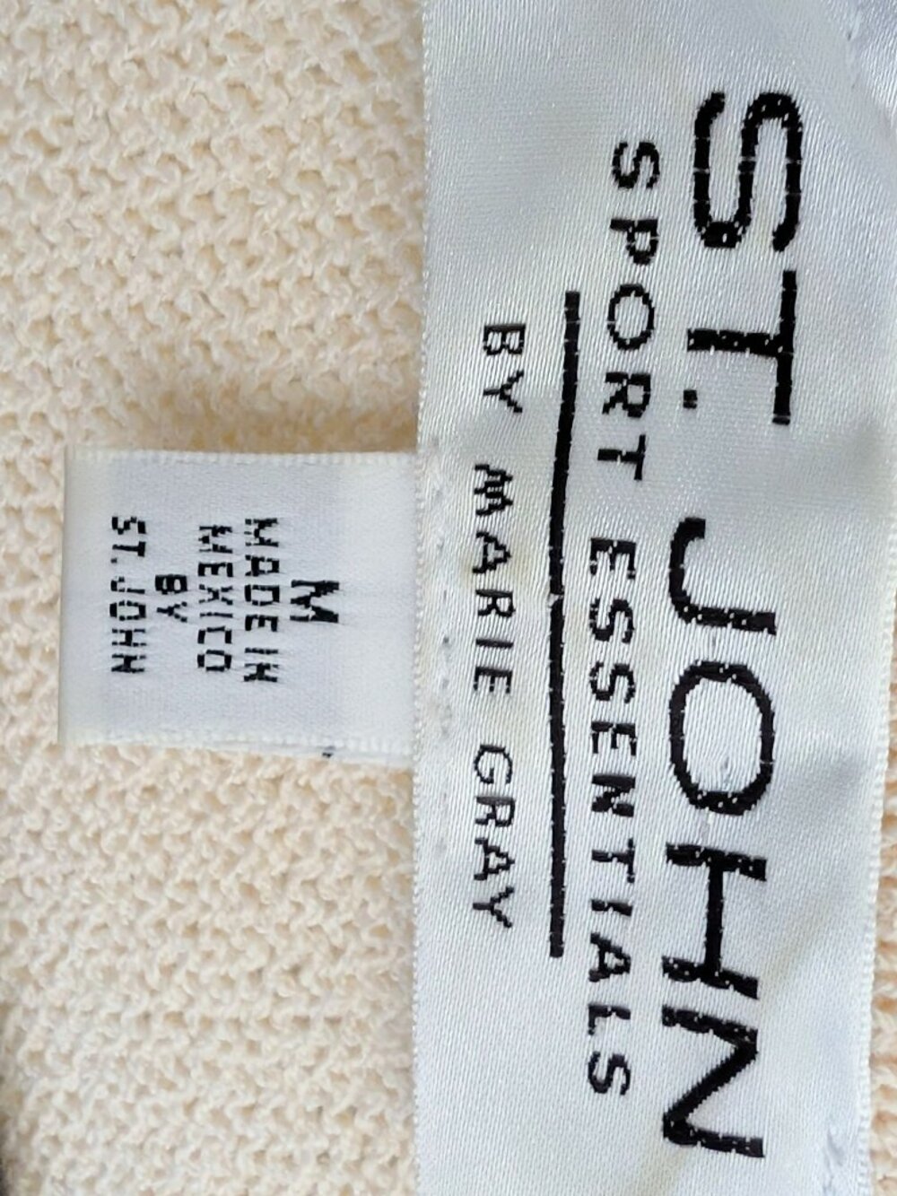 St. John Sport Santana Knit Sleeveless Tank Cream Wool Rayon Marie Gray VTG Sz M - Picture 4 of 8